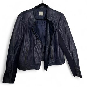Halogen - Dark Blue Leather Jacket